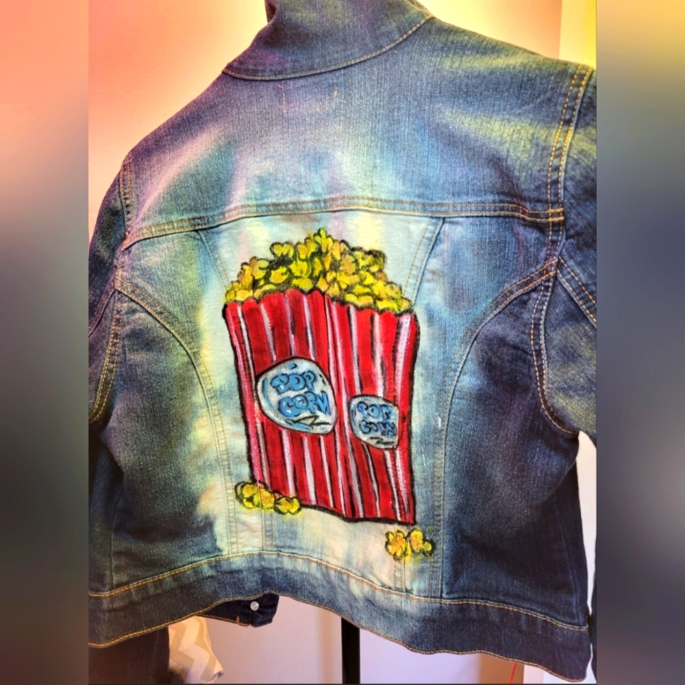 Custom painted denim jacket - Picture 2 of 2